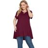 imagePOSESHE Plus Size Tunic Tops Women L5X Long Sleeve Button Basic Loose Tee Shirts Casual Flowy Swing V Neck Blouse TShirtB04 Wine Red