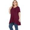 imagePOSESHE Plus Size Tunic Tops Women L5X Long Sleeve Button Basic Loose Tee Shirts Casual Flowy Swing V Neck Blouse TShirtB04 Wine Red