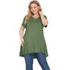 imagePOSESHE Plus Size Tunic Tops Women L5X Long Sleeve Button Basic Loose Tee Shirts Casual Flowy Swing V Neck Blouse TShirtB05 Army Green