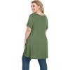 imagePOSESHE Plus Size Tunic Tops Women L5X Long Sleeve Button Basic Loose Tee Shirts Casual Flowy Swing V Neck Blouse TShirtB05 Army Green