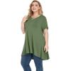 imagePOSESHE Plus Size Tunic Tops Women L5X Long Sleeve Button Basic Loose Tee Shirts Casual Flowy Swing V Neck Blouse TShirtB05 Army Green