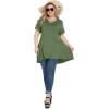 imagePOSESHE Plus Size Tunic Tops Women L5X Long Sleeve Button Basic Loose Tee Shirts Casual Flowy Swing V Neck Blouse TShirtB05 Army Green