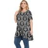 imagePOSESHE Plus Size Tunic Tops Women L5X Long Sleeve Button Basic Loose Tee Shirts Casual Flowy Swing V Neck Blouse TShirtB06 Print Black