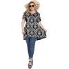 imagePOSESHE Plus Size Tunic Tops Women L5X Long Sleeve Button Basic Loose Tee Shirts Casual Flowy Swing V Neck Blouse TShirtB06 Print Black