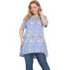 imagePOSESHE Plus Size Tunic Tops Women L5X Long Sleeve Button Basic Loose Tee Shirts Casual Flowy Swing V Neck Blouse TShirtB08 Flower Light Blue
