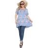 imagePOSESHE Plus Size Tunic Tops Women L5X Long Sleeve Button Basic Loose Tee Shirts Casual Flowy Swing V Neck Blouse TShirtB08 Flower Light Blue