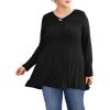 imagePOSESHE Plus Size Tunic Tops Women L5X Long Sleeve Button Basic Loose Tee Shirts Casual Flowy Swing V Neck Blouse TShirtC01 Long Sleeve Black