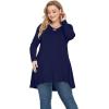 imagePOSESHE Plus Size Tunic Tops Women L5X Long Sleeve Button Basic Loose Tee Shirts Casual Flowy Swing V Neck Blouse TShirtC03 Long Sleeve Navy