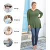 imagePOSESHE Plus Size Tunic Tops Women L5X Long Sleeve Button Basic Loose Tee Shirts Casual Flowy Swing V Neck Blouse TShirtC05 Longwine Red