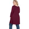 imagePOSESHE Plus Size Tunic Tops Women L5X Long Sleeve Button Basic Loose Tee Shirts Casual Flowy Swing V Neck Blouse TShirtC05 Longwine Red