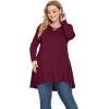 imagePOSESHE Plus Size Tunic Tops Women L5X Long Sleeve Button Basic Loose Tee Shirts Casual Flowy Swing V Neck Blouse TShirtC05 Longwine Red