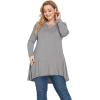 imagePOSESHE Plus Size Tunic Tops Women L5X Long Sleeve Button Basic Loose Tee Shirts Casual Flowy Swing V Neck Blouse TShirtC06 Longheather Gray