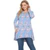 imagePOSESHE Plus Size Tunic Tops Women L5X Long Sleeve Button Basic Loose Tee Shirts Casual Flowy Swing V Neck Blouse TShirtC07 Long Sleeve Fl Blue
