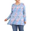 imagePOSESHE Plus Size Tunic Tops Women L5X Long Sleeve Button Basic Loose Tee Shirts Casual Flowy Swing V Neck Blouse TShirtC07 Long Sleeve Fl Blue