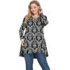 imagePOSESHE Plus Size Tunic Tops Women L5X Long Sleeve Button Basic Loose Tee Shirts Casual Flowy Swing V Neck Blouse TShirtC08 Longprint Black