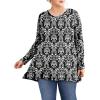 imagePOSESHE Plus Size Tunic Tops Women L5X Long Sleeve Button Basic Loose Tee Shirts Casual Flowy Swing V Neck Blouse TShirtC08 Longprint Black