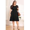 imagePOSESHE Womens Plus Size Dress 2024 Summer Casual Petal Short Sleeve Empire Waist Loose Fit Swing TShirt Dress with PocketsA1black