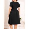 imagePOSESHE Womens Plus Size Dress 2024 Summer Casual Petal Short Sleeve Empire Waist Loose Fit Swing TShirt Dress with PocketsA1black