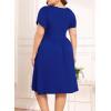 imagePOSESHE Womens Plus Size Dress 2024 Summer Casual Petal Short Sleeve Empire Waist Loose Fit Swing TShirt Dress with PocketsA3royal Blue
