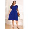 imagePOSESHE Womens Plus Size Dress 2024 Summer Casual Petal Short Sleeve Empire Waist Loose Fit Swing TShirt Dress with PocketsA3royal Blue