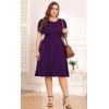 imagePOSESHE Womens Plus Size Dress 2024 Summer Casual Petal Short Sleeve Empire Waist Loose Fit Swing TShirt Dress with PocketsA4purple