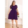 imagePOSESHE Womens Plus Size Dress 2024 Summer Casual Petal Short Sleeve Empire Waist Loose Fit Swing TShirt Dress with PocketsA4purple