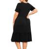 imagePOSESHE Womens Plus Size Dresses Short Sleeve Summer Casual Cute Loose Pleated Tiered Swing TShirt Dresses with PocketsA1black