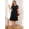 imagePOSESHE Womens Plus Size Dresses Short Sleeve Summer Casual Cute Loose Pleated Tiered Swing TShirt Dresses with PocketsA1black