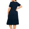imagePOSESHE Womens Plus Size Dresses Short Sleeve Summer Casual Cute Loose Pleated Tiered Swing TShirt Dresses with PocketsA2navy Blue