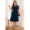 imagePOSESHE Womens Plus Size Dresses Short Sleeve Summer Casual Cute Loose Pleated Tiered Swing TShirt Dresses with PocketsA2navy Blue