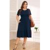 imagePOSESHE Womens Plus Size Dresses Short Sleeve Summer Casual Cute Loose Pleated Tiered Swing TShirt Dresses with PocketsA2navy Blue