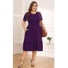 imagePOSESHE Womens Plus Size Dresses Short Sleeve Summer Casual Cute Loose Pleated Tiered Swing TShirt Dresses with PocketsA3purple