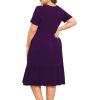 imagePOSESHE Womens Plus Size Dresses Short Sleeve Summer Casual Cute Loose Pleated Tiered Swing TShirt Dresses with PocketsA3purple