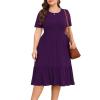 imagePOSESHE Womens Plus Size Dresses Short Sleeve Summer Casual Cute Loose Pleated Tiered Swing TShirt Dresses with PocketsA3purple