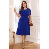 imagePOSESHE Womens Plus Size Dresses Short Sleeve Summer Casual Cute Loose Pleated Tiered Swing TShirt Dresses with PocketsA4royal Blue