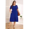 imagePOSESHE Womens Plus Size Dresses Short Sleeve Summer Casual Cute Loose Pleated Tiered Swing TShirt Dresses with PocketsA4royal Blue