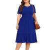 imagePOSESHE Womens Plus Size Dresses Short Sleeve Summer Casual Cute Loose Pleated Tiered Swing TShirt Dresses with PocketsA4royal Blue