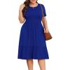 imagePOSESHE Womens Plus Size Dresses Short Sleeve Summer Casual Cute Loose Pleated Tiered Swing TShirt Dresses with PocketsA4royal Blue