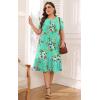 imagePOSESHE Womens Plus Size Dresses Short Sleeve Summer Casual Cute Loose Pleated Tiered Swing TShirt Dresses with PocketsA5green Floral