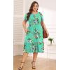 imagePOSESHE Womens Plus Size Dresses Short Sleeve Summer Casual Cute Loose Pleated Tiered Swing TShirt Dresses with PocketsA5green Floral