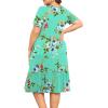 imagePOSESHE Womens Plus Size Dresses Short Sleeve Summer Casual Cute Loose Pleated Tiered Swing TShirt Dresses with PocketsA5green Floral