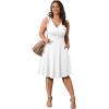 imagePOSESHE Womens Plus Size Dresses Sleeveless Wrap VNeck Sundress Casual Summer Wedding Guest Cocktail Dress with Pockets02white