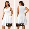 imagePOSESHE Womens Plus Size Dresses Sleeveless Wrap VNeck Sundress Casual Summer Wedding Guest Cocktail Dress with Pockets02white
