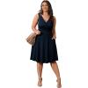 imagePOSESHE Womens Plus Size Dresses Sleeveless Wrap VNeck Sundress Casual Summer Wedding Guest Cocktail Dress with Pockets03navy Blue