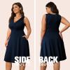 imagePOSESHE Womens Plus Size Dresses Sleeveless Wrap VNeck Sundress Casual Summer Wedding Guest Cocktail Dress with Pockets03navy Blue