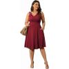 imagePOSESHE Womens Plus Size Dresses Sleeveless Wrap VNeck Sundress Casual Summer Wedding Guest Cocktail Dress with Pockets04wine Red