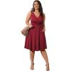 imagePOSESHE Womens Plus Size Dresses Sleeveless Wrap VNeck Sundress Casual Summer Wedding Guest Cocktail Dress with Pockets04wine Red