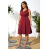 imagePOSESHE Womens Plus Size Dresses Sleeveless Wrap VNeck Sundress Casual Summer Wedding Guest Cocktail Dress with Pockets04wine Red