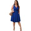 imagePOSESHE Womens Plus Size Dresses Sleeveless Wrap VNeck Sundress Casual Summer Wedding Guest Cocktail Dress with Pockets05royal Blue