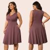 imagePOSESHE Womens Plus Size Dresses Sleeveless Wrap VNeck Sundress Casual Summer Wedding Guest Cocktail Dress with Pockets06bean Red